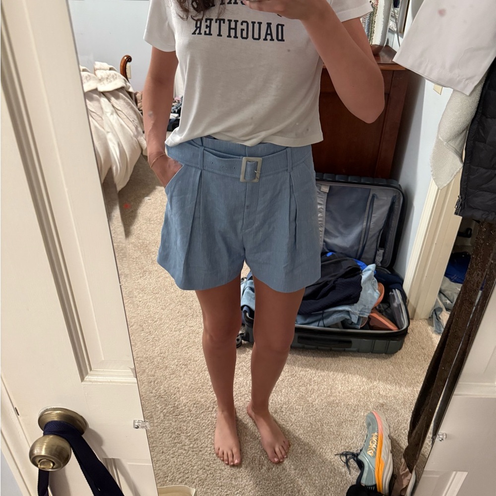 Veronica Beard Blue Linen Shorts